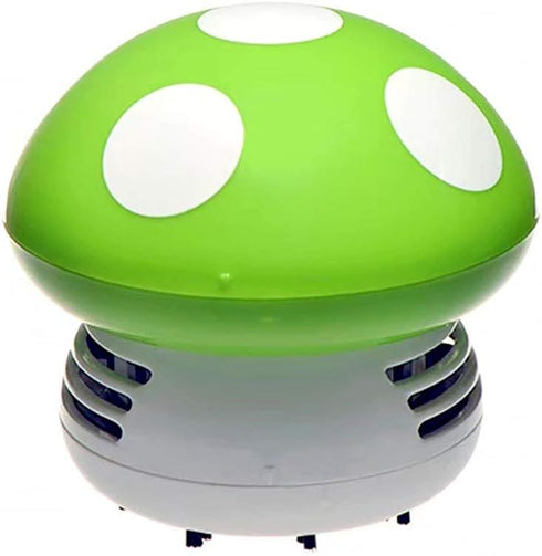 Mini Cute Table Dust Vacuum Cleaner, Mushroom Shaped Portable Corner Desk Vacuum Cleaner (Green)