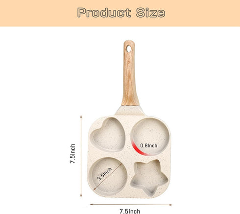 JUSTUP Nonstick Frying Pan, 4-Cup Egg Pan, 7.5 Inch Granite Skillet with Anti-scald Handle for Breakfast