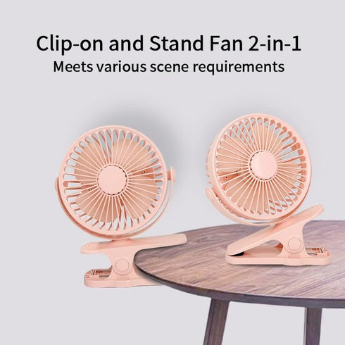 Mini Clip on Fan Battery Operated, 2500mAh 4 Inches Portable Personal Fan for Outdoors, Baby Stroller,Car Seat,Gym - Pink by KONPWAY