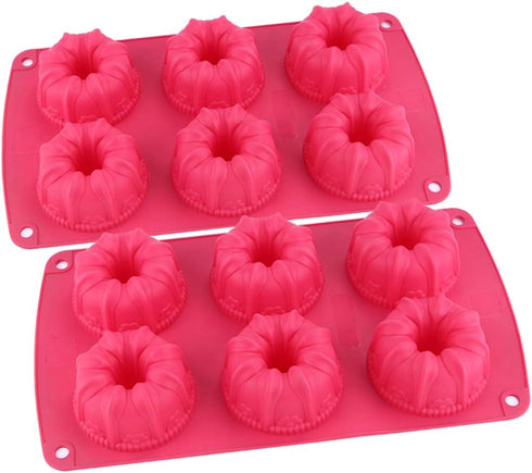 Webake Non-stick Silicone Mini Tube Cake Baking Pan, Fancy Fluted Tube Cake Pan, Pack of 2