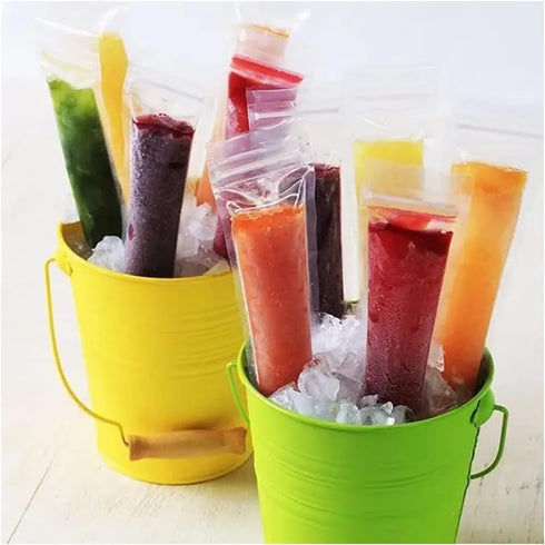 125 Disposable Ice Popsicle Mold Bags with funnel - BPA Free - Zip lock Freezer Tubes - For Healthy Snacks, Yogurt Sticks, Juice & Fruit Smoothies, Ice Pops by GREIGHT BRAND PRODUCTS