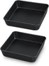 TeamFar Square Cake Pan, 6 Inch Small Baking Roasting Pans with Stainless Steel Core & Nonstick Coating, Set of 2