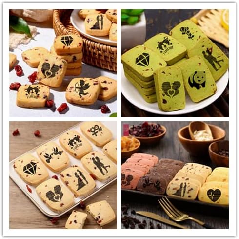 46 Coffee Stencils + 2 Steel Mesh Powder Shaker, Magnoloran Valentine's Day Stencils for Cookies, Baking Painting Mold
