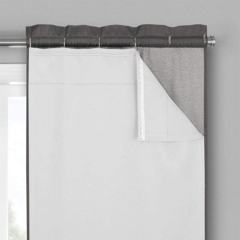 ECLIPSE Solid Minimalist Blackout Thermal Liner for Window Curtains, 2 Panels, 27" x 60", White