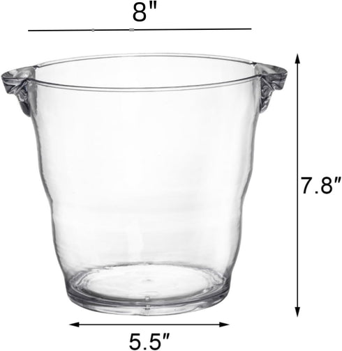 Dicunoy Ice Bucket, 4 Liter Plastic Champagne Bucket Chiller, Thick Clear Beverage Tubs with Handle, Thick Wine Cooler Bucket for Bar, Home, Parties, for Wine or Champagne Bottles by Dicunoy