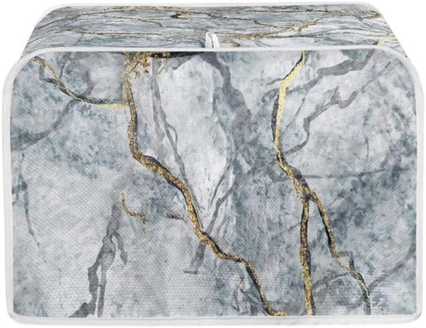 Golden Grey Marble Slice Toaster Cover, Washable Polyester Toaster Cover, Modern Arts Quilted Bread Maker Cover