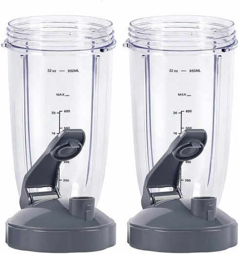 Blender Cups for Nutribullet, 32OZ Cup with Flip Top Lid, Compatible with 600W and 900W Blenders, 2 Pcs