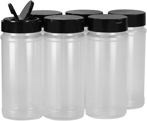 Pinnacle Mercantile Square 16oz Spice Jars with Sifter Lids, 6-Pack, Heavy-Duty Plastic