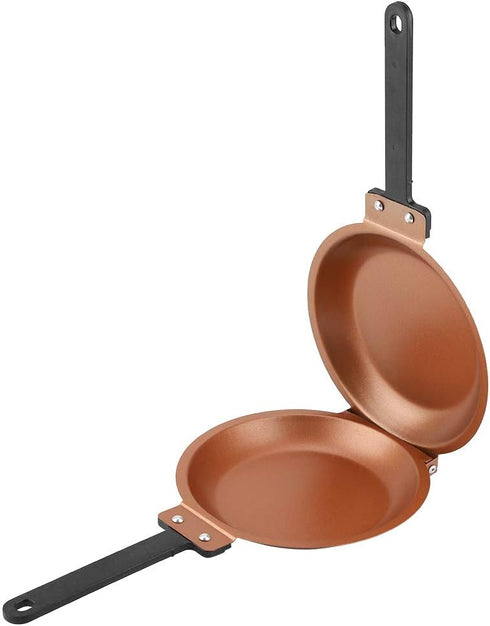 Tbest Double Sided Frying Pan, Non Stick Flip Skillet for Omelettes, Egg Pan with Lid