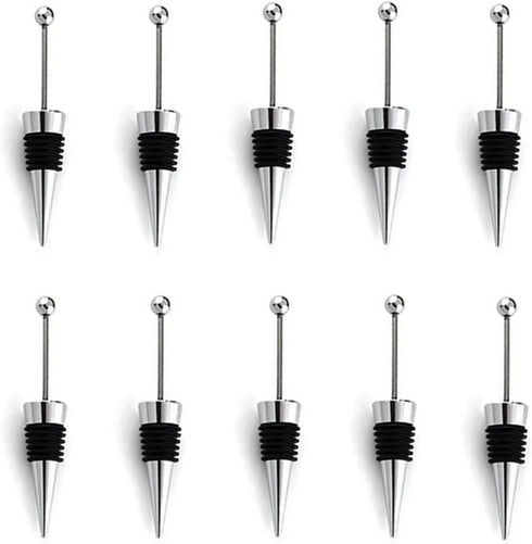 10Pcs ENLAYER Stainless Steel Wine Stoppers, Reusable Wine Corks, Silicone Wine Stopper for Gifts, Holiday Party,