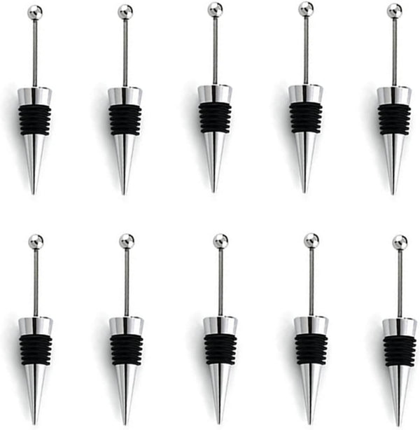 10Pcs ENLAYER Stainless Steel Wine Stoppers, Reusable Wine Corks, Silicone Wine Stopper for Gifts, Holiday Party,