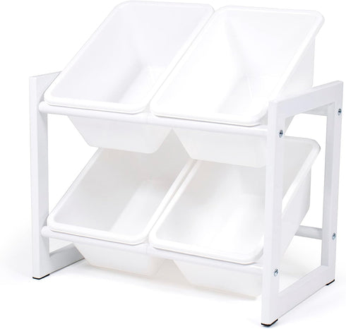 Humble Crew Compact 4 Bin Organizer with Metal Frame, White