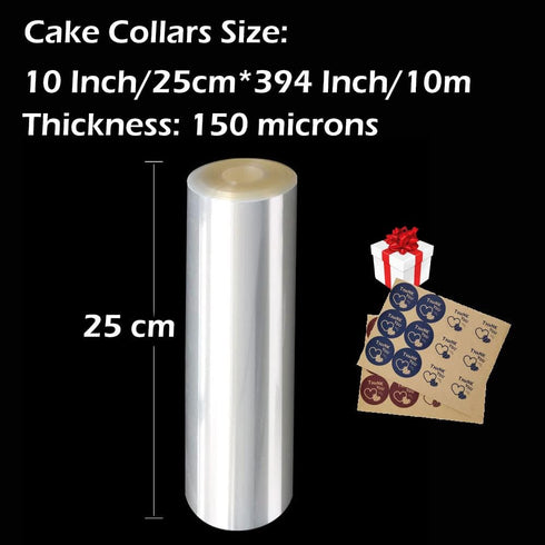 Cake Collars 10 x 394inch Transparent Acetate Cake Collar Rolls, Clear Mousse Cakes Acetate Sheets for baking, Cake Decorating, Surrounding Edge Decorating + Bonus with Delicate Stickers