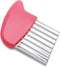Luomorgo Stainless Steel Potato Crinkle Cutter Knife, Carrot Wavy Knife, French Fry Slicer, Pink