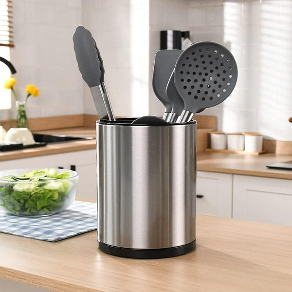 RedCall 360° Rotating Stainless Steel Utensil Holder - Extra Large Caddy Storage Organizer for Countertop