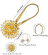 Gold Magnetic Curtain Tiebacks, 2 Pack Sparkle Crystal Flower Clips with Stretchable Wire Rope for Home Decoration