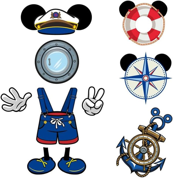 10 Pcs Large Cruise Door Magnet Stickers, Cute Mouse Captain Sea Navigation Decor for Holiday Carnival Cruise (Blue)