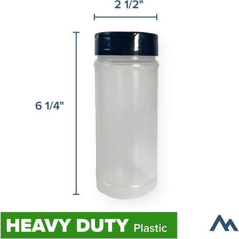 Pinnacle Mercantile Square 16oz. Spice Jars w/Sifter Lids (6-Pack) Empty, Reusable Containers for Herbs, Seasonings, Confectionary Toppings | Heavy-Duty Plastic