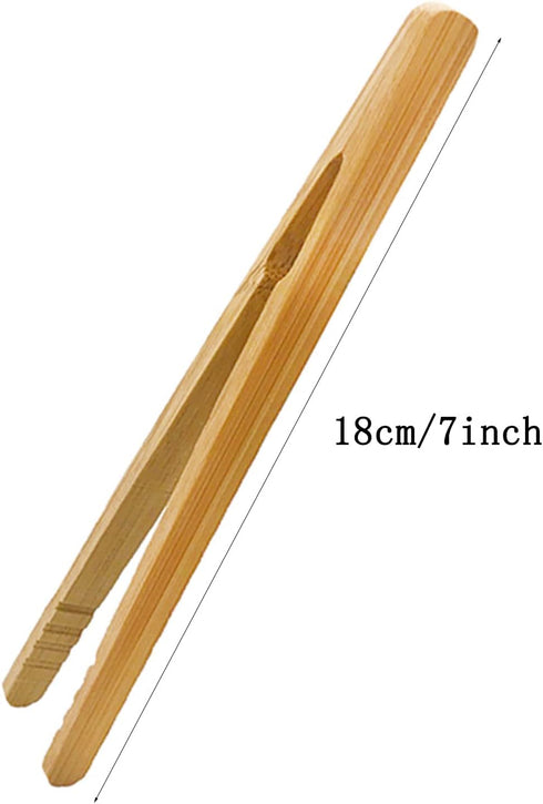 12pcs Bamboo Tongs, 7 Inch Reusable Bamboo Toast Tongs for Toast Bread Pickles Fruits Tea by MYYZMY