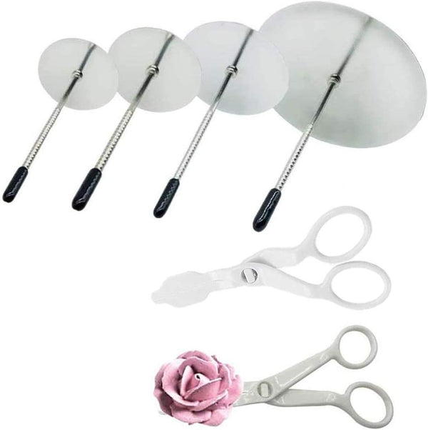 Stainless-Steel Cake Decor Baking Tools for Icing Flowers, 2 Flower Lifters and 4 Flower Nails
