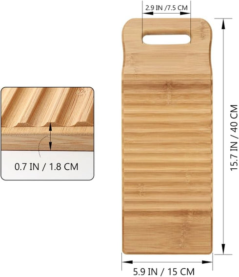 Large Washboard 15.7"x5.9", Hand Washing Board for Laundry, Natural Bamboo Old Fashioned Wash Board