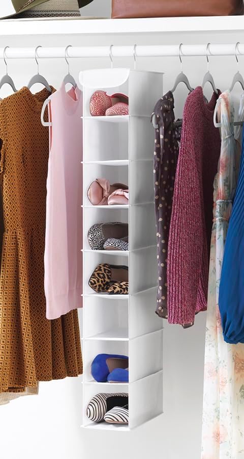 8 Closet Closet, 11.5" 5.5" 41" Whitmor Hanging Shoe Organizer, Shelves-Hanging Organizer, Hanging Shoe Rack for Small