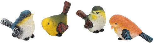 Zerodis Miniature Bird Decorative Figurines - Pack of 4 Resin Birds for Garden