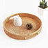 14 inch 2.4 inch) Coffee Table Tray Round Rattan Ottoman Tray Woven Serving Trays with Handles for Home and Kitchen