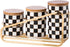 Kitchen Countertop Ceramic Checkered Canisters Set, 3Pcs Grid Pattern Kitchen Jars with