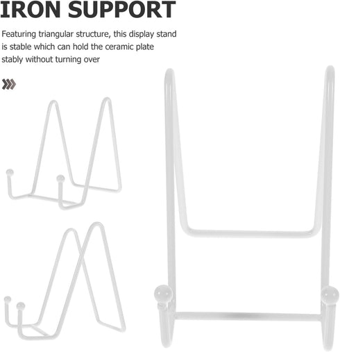 PRETYZOOM Photo Frame Stand, Metal Plate Holder for Display, White Picture Frame, Ceramic Plate, Iron