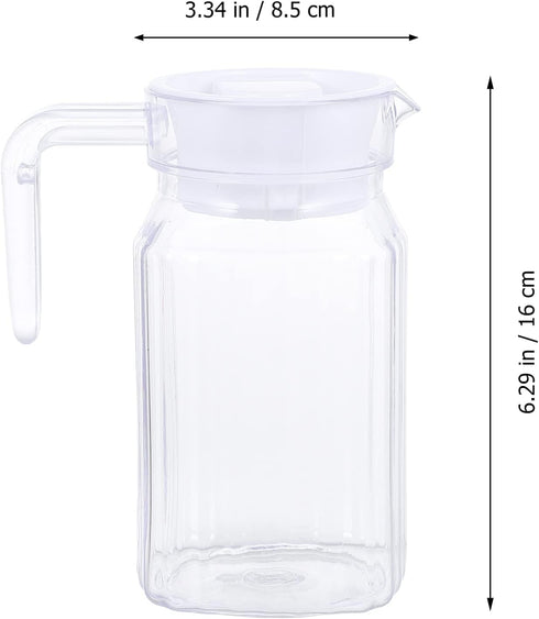 IMIKEYA Small Glass Pitcher Plastic Pitcher with Lid Cold Water Kettle Juice Pitcher Water Beverage Pitcher for Ice Tea Drinks Home Party Supplies Clear Teapot by IMIKEYA