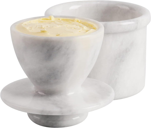 Radicaln Marble Butter Keeper 4.25'' Inches White Handmade French Butter Holder For