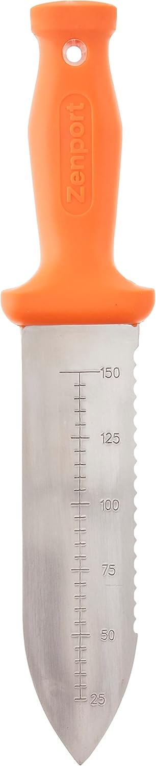 Zenport K246 Deluxe ZenBori Soil Knife with Sheath, 6-Inch Stainless Steel Blade, Orange Handle