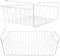 Tebery 2 Pack White Under Shelf Wire Basket, Hanging Storage Baskets for Kitchen Pantry Desk Organizer