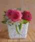 White Lace Flower Vase Pot Decor Holder - Small Square (4" W x 4" D x 4.5" H)