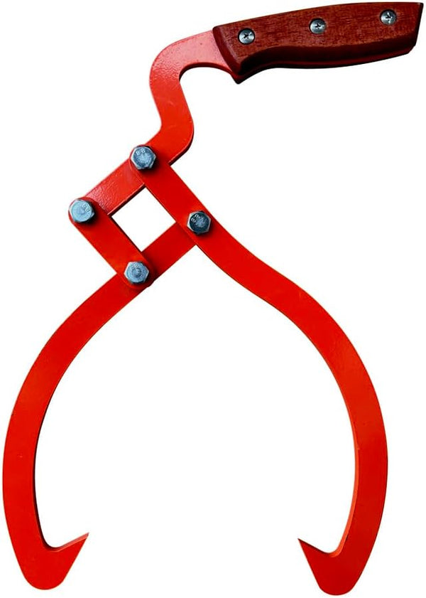 Wood Handle 2 Claw Skidding Tongs, Non-Slip Grip Tool for Log Lifting, Handling, Dragging & Carrying (12 in)