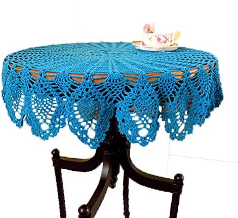 Laivigo New Handmade Crochet Lace Round Table Cloth Doilies Doily,35 Inch,Turquoise