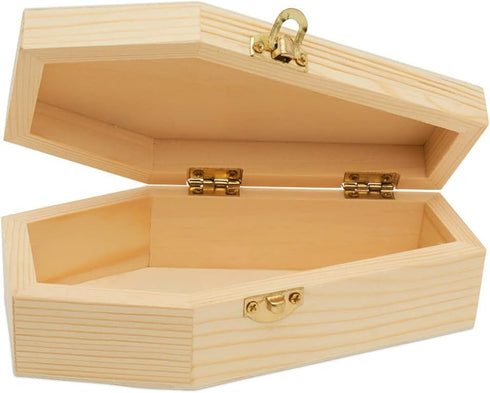 Woodpeckers Halloween Coffin Treat Boxes, Pack of 2, 6 Inch Wood Coffins for Crafts and Party Treats