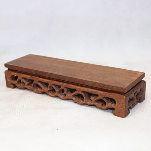 GOLDY&WENDY Chinese Wooden Rosewood Base Rectangular Carved Vase Buddha Plant Display Stand Craft Pedestal