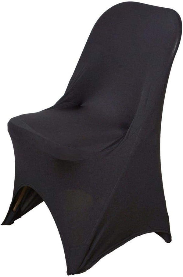 TABLECLOTHSFACTORY Sleek Spandex Folding Chair Cover for Wedding Event Party - Black-Pack