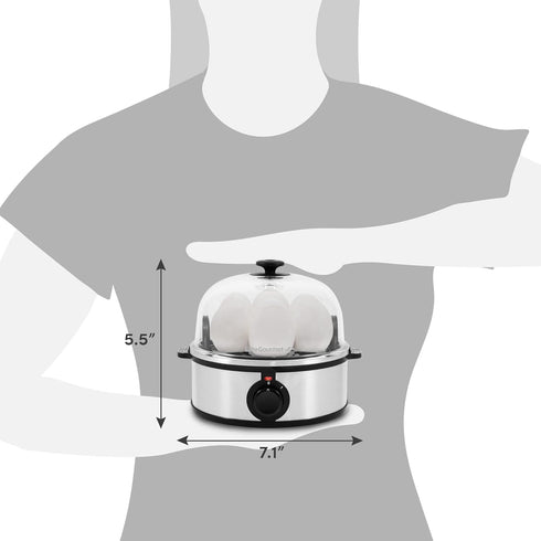 Elite Gourmet EGC648 Electric Poacher, 7 Egg Boiler Cooker with Auto Shut-Off, Stainless Steel, BPA Free
