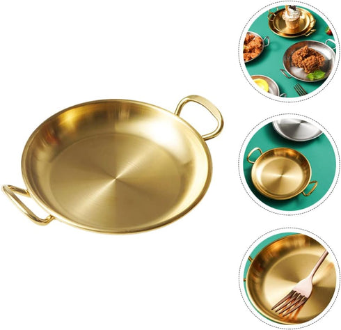 Paella Cooker, Stainless Steel Paella Pan with Handles, Nonstick Flying Pans for Camping, Oven, Induction Safe