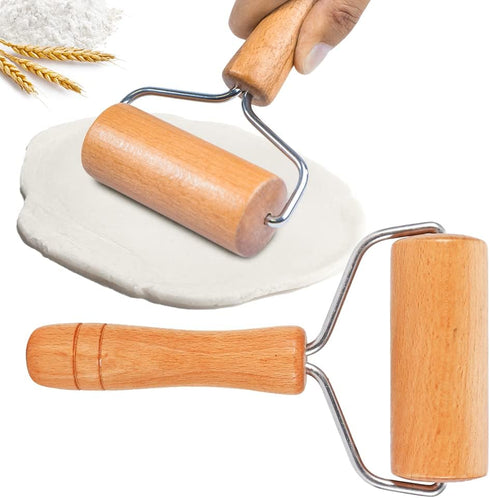 Small Rolling Pin, Wooden Dough Roller, Non-Stick Pizza Roller, Dough Baker Roller Set for Home Kitchen Baking