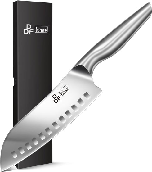 DDF iohEF 7 Inch Santoku Kitchen Knife, Japanese Stainless Steel, Ultra Sharp with Non-slip Ergonomic Handle
