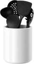 Utensil Holder for Kitchen Countertop, Ceramic Cooking Utensil Holder, Large Modern Spatula Organizer, 6.5”H x 5.5”D