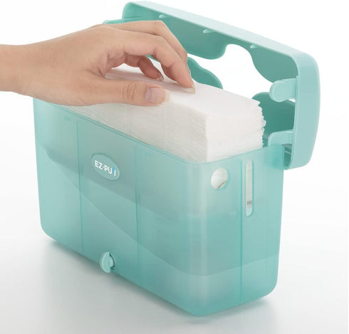EZbrnd SLIMFOLD Hand Towel Dispenser for Kitchen/Bathroom/Office/RV/Airbnb, Guest Towel Holder, Turquoise