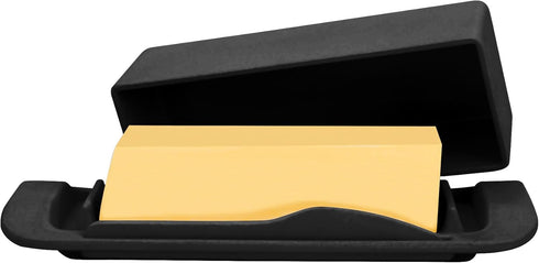 Bamboo Butter Dish with Lid and Knife,Small Butter Keeper for One Stick of Butter,Butter Holder Container for Refrigerator,Countertop,Dishwasher Safe Butter Crock for Kitchen & Fridge,Black