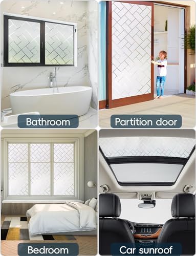 Window Privacy Film Frosted Glass Window Film Sun Blocking Window Tinting Film for Home, Static Clings Removable Frosting Bathroom Door Window Covering, 17.5 inch x 78.74 inch by XHCN