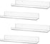 CECOLIC 4 Pack Clear Acrylic Floating Shelves for Wall, 15'' Plastic Wall Mounted