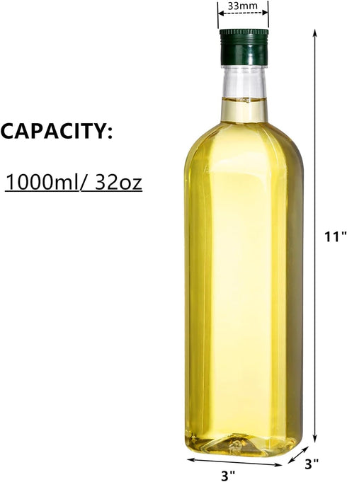 8 Pack 32OZ Yopay Plastic Empty Bottles with Cap, Long Neck Wine Bottles for Liquor BPA-Free, Reusable Beer Soda Olive